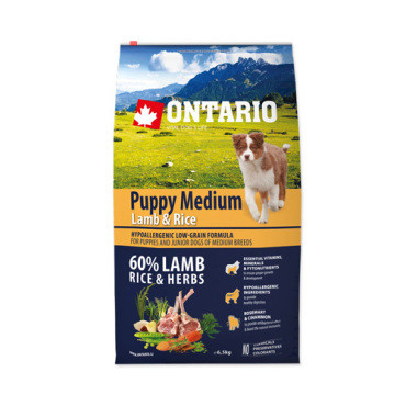ONTARIO PUPPY MEDIUM LAMB AND RICE HYPOALERGICZNA KARMA DLA SZCZENIĄT RAS ŚREDNICH dostępne do wyczerpania zapasów