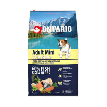 ONTARIO ADULT MINI 7 FISH AND RICE HYPOALERGICZNA KARMA DLA PSÓW RAS MAŁYCH dostępne do wyczerpania zapasów