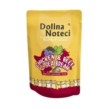 DOLINA NOTECI SUPERFOOD KURCZAK I WOŁOWINA Z DORADĄ saszetka dla kota