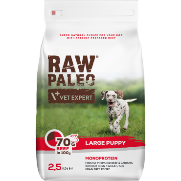 VET EXPERT RAW PALEO PUPPY LARGE MONOPROTEIN KARMA DLA SZCZENIAKA wołowina