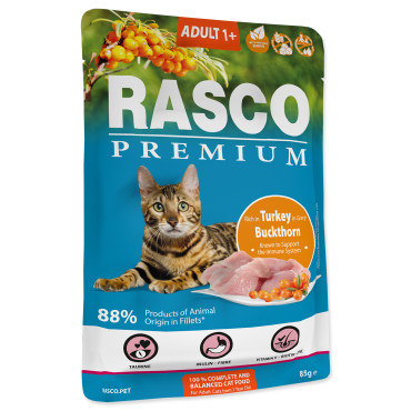 RASCO PREMIUM KARMA DLA KOTA - indyk z rokitnikiem fileciki w sosie