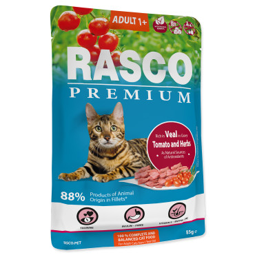 RASCO PREMIUM KARMA DLA KOTA - cielęcina w pomidorach z ziołami fileciki w sosie