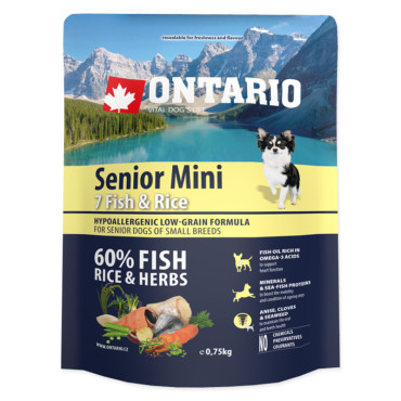 ONTARIO SENIOR MINI 7 FISH AND RICE HYPOALERGICZNA KARMA DLA PSÓW RAS MAŁYCH dostępne do wyczerpania zapasów