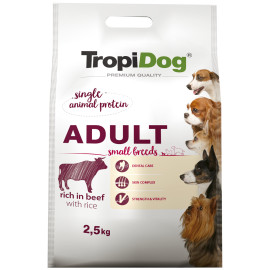 TROPIDOG PREMIUM ADULT SMALL WOŁOWINA I RYŻ dostępne do wyczerpania zapasów
