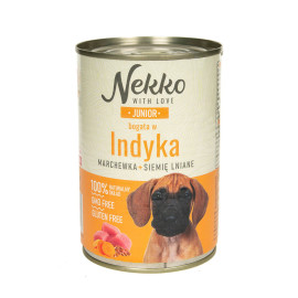 NEKKO JUNIOR MOKRA KARMA DLA SZCZENIAKA bogata w indyka z marchewką i siemieniem lnianym
