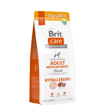 BRIT CARE HYPOALLERGENIC ADULT MEDIUM LAMB KARMA DLA PSA 12+2 kg gratis