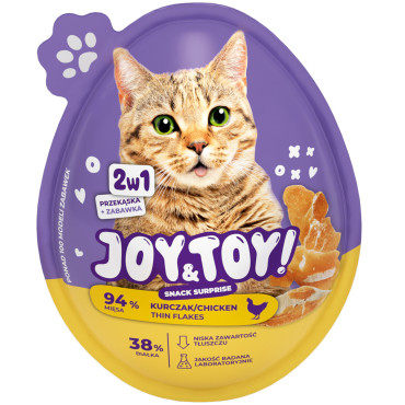 JOY&TOY JAJKO Z NIESPODZIANKĄ - PRZEKĄSKA O SMAKU KURCZAKA 20g + ZABAWKA DLA KOTA