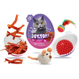 JOY&TOY JAJKO Z NIESPODZIANKĄ - PRZEKĄSKA O SMAKU KACZKI 20g + ZABAWKA DLA KOTA