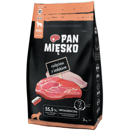 PAN MIĘSKO SUCHA KARMA DLA PSA XS z cielęciną i indykiem