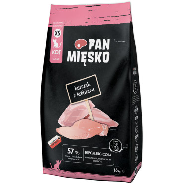 PAN MIĘSKO SUCHA KARMA DLA KOCIĄT XS z kurczkiem i królikiem