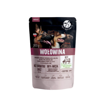 PET REPUBLIC MOKRA KARMA DLA PSÓW ŚREDNICH I DUŻYCH RAS - SIEKANA WOŁOWINA