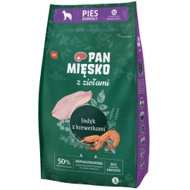PAN MIĘSKO SUCHA KARMA DLA PSA XL z ziołami indyk z krewetkami