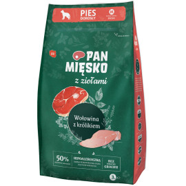 PAN MIĘSKO SUCHA KARMA DLA PSA M z ziołami wołowina z królikiem