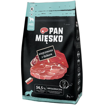 PAN MIĘSKO SUCHA KARMA DLA PSA XL z wieprzowiną i dzikiem