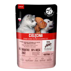 PET REPUBLIC JUNIOR MOKRA KARMA DLA SZCZENIAKA z siekaną cielęciną