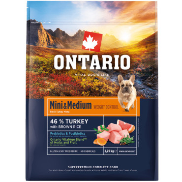 ONTARIO MINI and MEDIUM WEIGHT CONTROL TURKEY and BROWN RICE