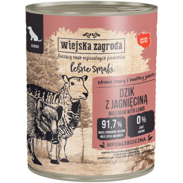 WIEJSKA ZAGRODA KARMA DLA STARSZEGO PSA leśne smaki dzik z jagnięciną